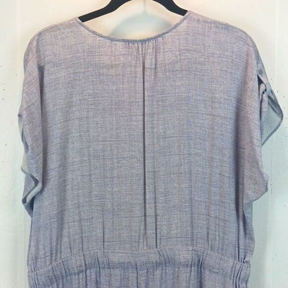 Jones New York wide leg cropped blue v-neck drawstring waist jumpsuit size large - Picture 8 of 13